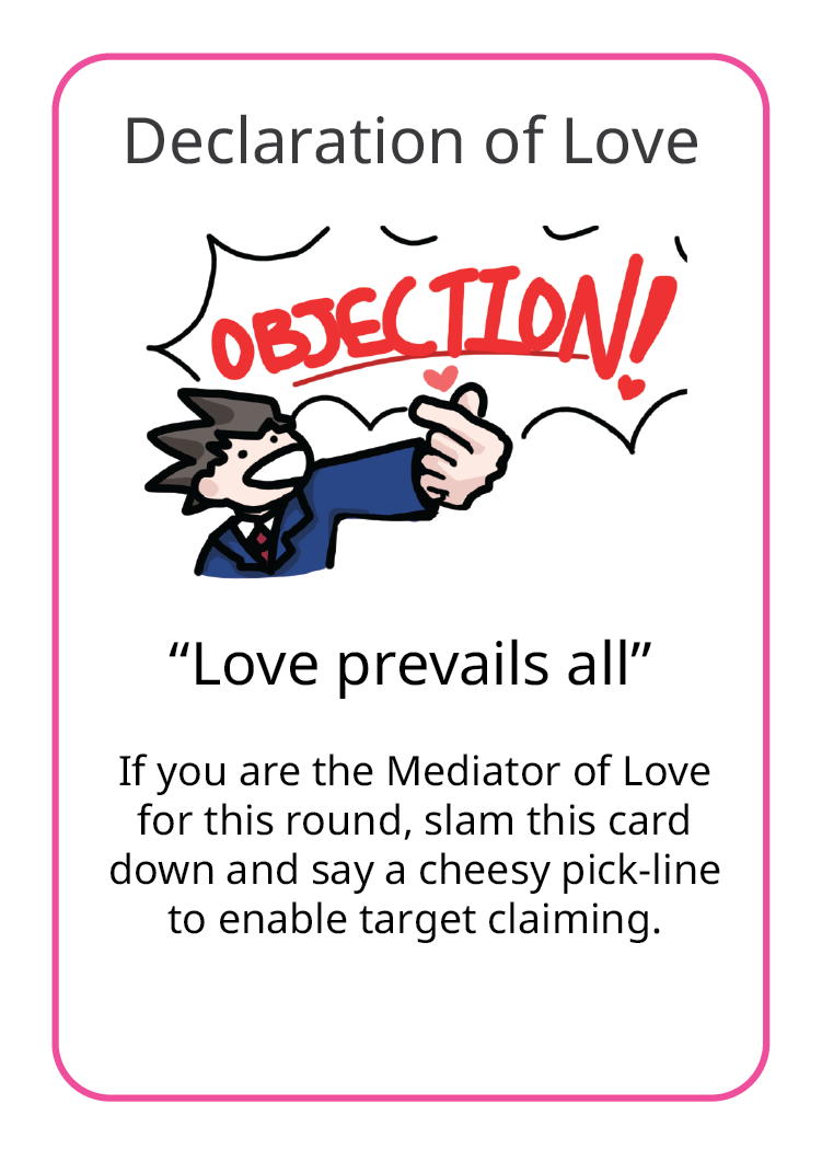 Love is War Action Card Declaration Of Love